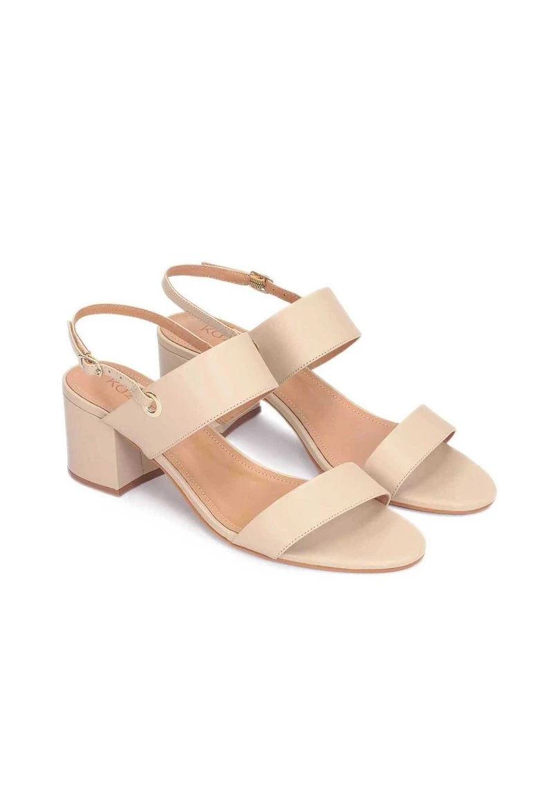 Kazar TANZANY-LEATHER SANDALS ON A WIDE HEEL - Riemensandalette - Beige – Bild 2