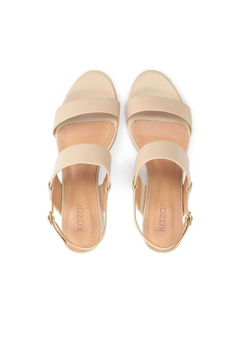 Kazar TANZANY-LEATHER SANDALS ON A WIDE HEEL - Riemensandalette - Beige – Bild 3